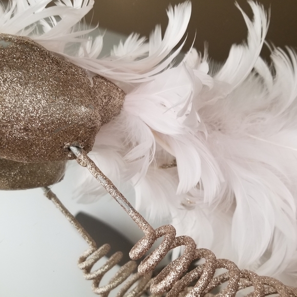 ❗Vintage Art Deco Rose Gold Glitter Peacock Tree Topper with Feather Tail❗ - Picture 9 of 12